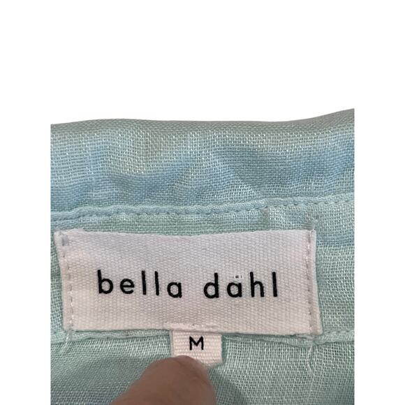 Bella Dahl Blue 100% Linen Button Shirt Women's Size M Breathable Quiet Luxury - Picture 5 of 9